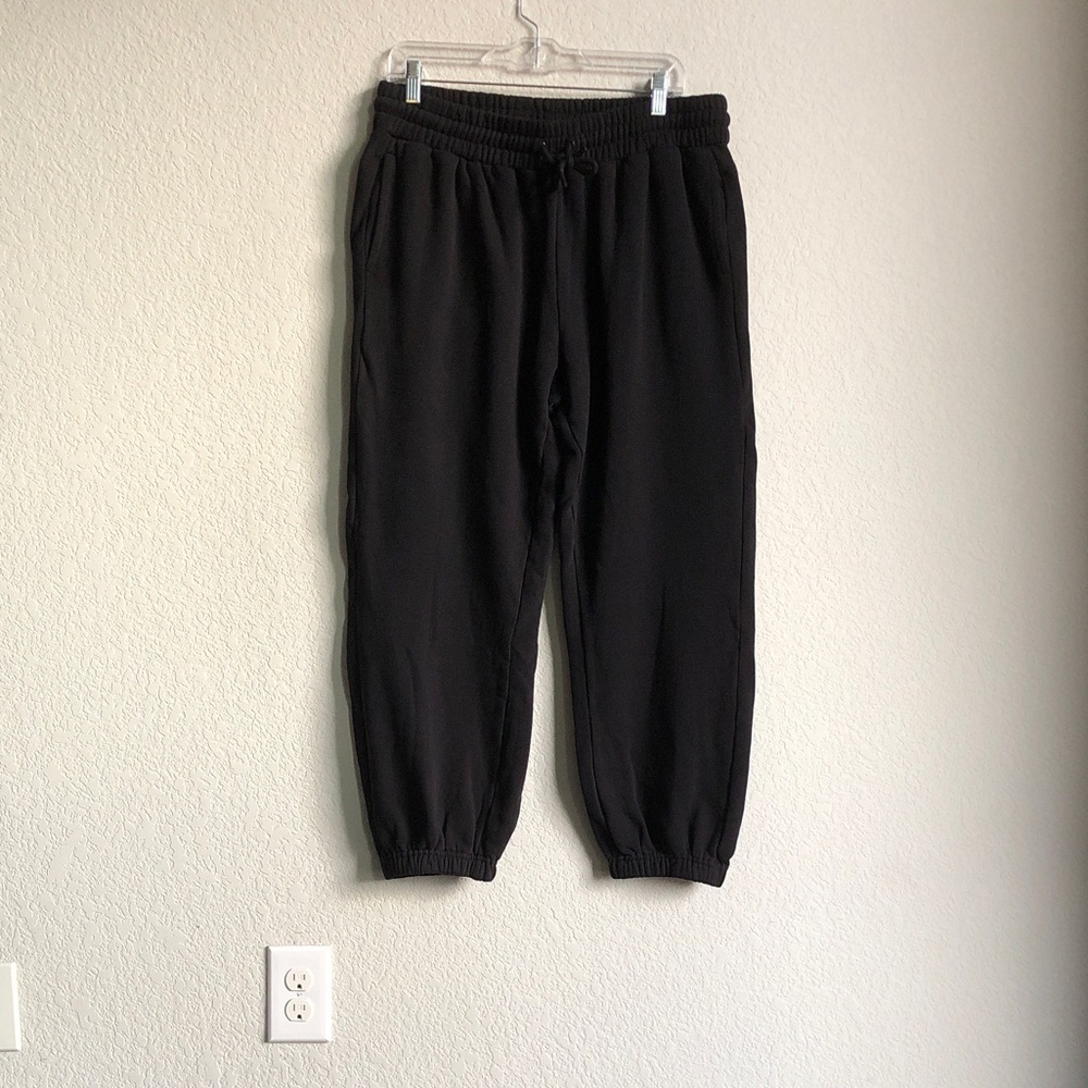 New Quince Organic Heavyweight Fleece Boyfriend Sweatpants Black Large